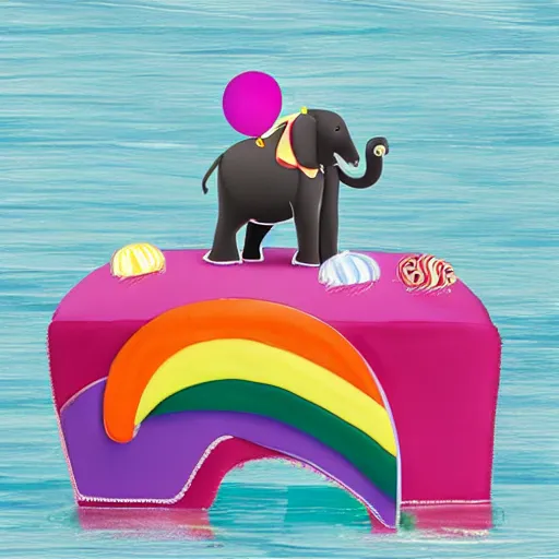 Prompt: gay elephant having a birthday party on a boat