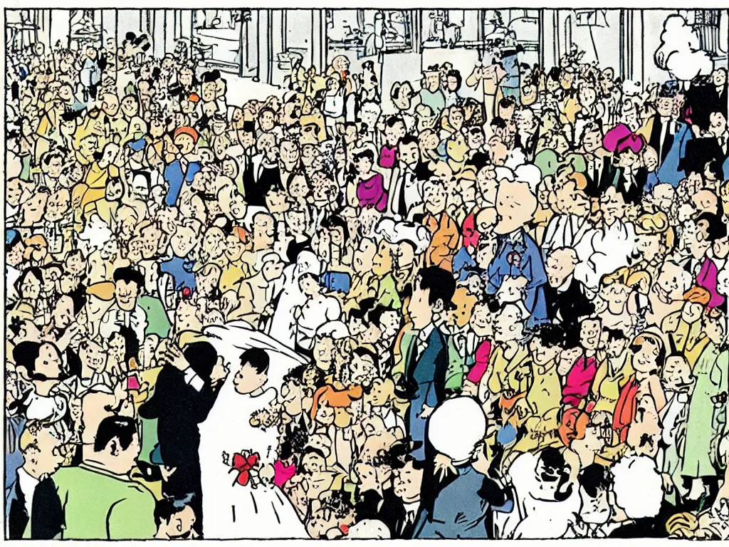 Image similar to Tin Tin gets married, illustration by Hergé