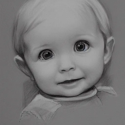 Image similar to a cute toddler, by jim kin, trending on artstation, pencil sketch