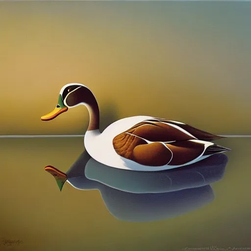 Image similar to a duck on the prowl oil painting vladimir kush