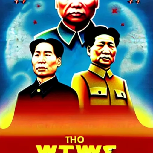 Prompt: ho chi minh and mao zedong vietnam war in star wars attack of the clones poster style