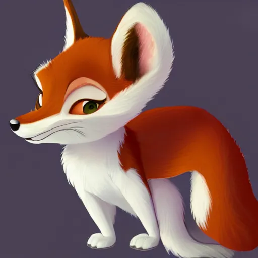 Image similar to upper half portrait of a anthropomorphic female fox with short white fur covering her body in the style of zootopia, top down view, centered on face, completely white