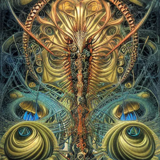 Image similar to divine chaos engine by roger dean, ernst haeckel, and andrew ferez, symbolist, visionary