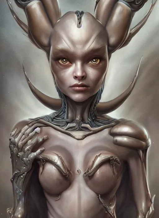 Prompt: portrait of a beautiful female hybrid fremen warrior elsa jean, alien warrior regal, realistic, refined, detailed, digital art, artgerm, michael cheval, esao andrews, biomechanical, walt disney ( 1 9 3 7 ), francois boucher, oil painting, highly detailed, cinematic lighting, unreal engine, 8 k, hd