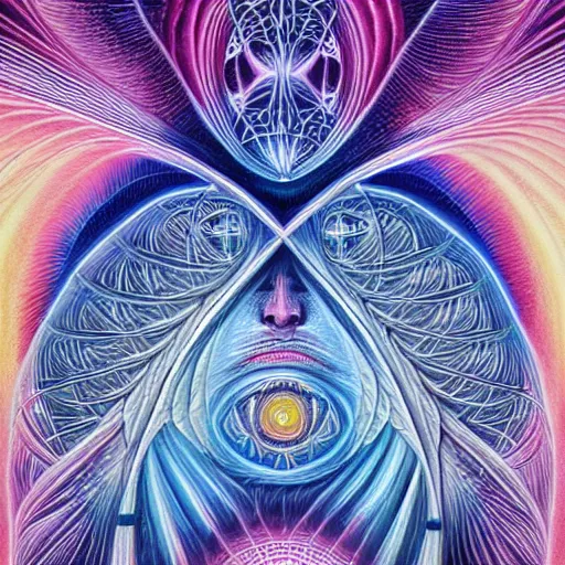 Prompt: a symmetrical portrait illustration of the galaxy hand drawn sketch on artstation 4 k intricate extremely detailed digital art by alex grey infinite wisdom sacred geometry