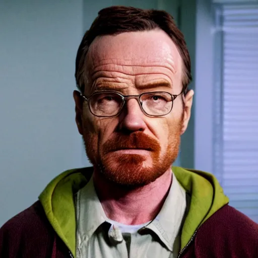 Image similar to Live Action Still of Bryan Cranston dressed as Jesse Pinkman, real life, hyperrealistic, ultra realistic, realistic, highly detailed, epic, HD quality, 8k resolution, body and headshot, film still