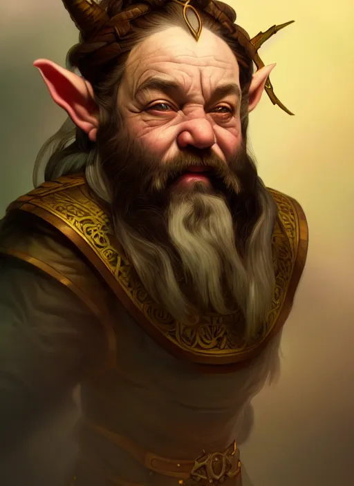 Image similar to portrait of an dwarf - elf using the golden ratio, highly detailed, digital painting, artstation, sharp focus, illustration, art by tan zi and ayanamikodon and alphonse mucha and wlop