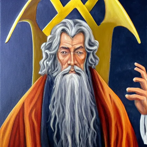 Image similar to gandalf as art deco, painting