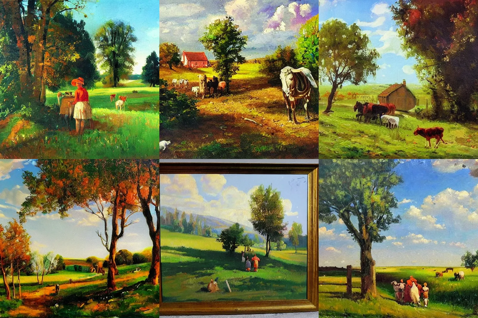 Prompt: painting of pastoral scene in style of Vladimir Dubossarsky and Alexander Vinogradov