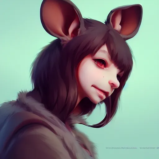 Image similar to character design portrait of an anthropomorphic furry rat girl with rat ears and a tail, 4 k, concept art, by wlop, ilya kuvshinov, artgerm, krenz cushart, pixiv.