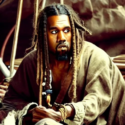 Image similar to film still of kanye west!!! as jack sparrow in pirates of the caribbean