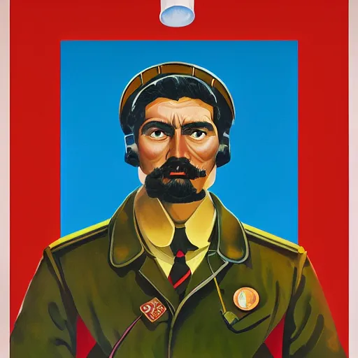 Image similar to a detailed and complex, highly detailed, concept art, soviet propaganda poster depicting a software developer. painting by irakli toidze