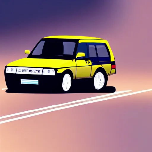 Prompt: Suzuki WagonR with widebody kit in the style of Initial D, Anime art, 8k