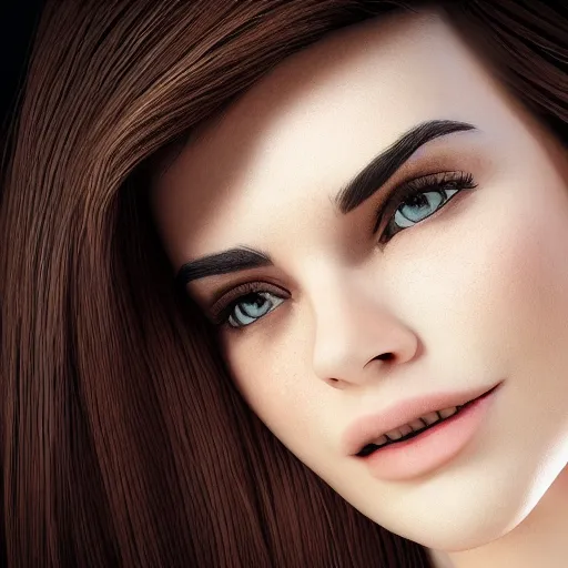 Image similar to stunning young woman face octane render humongous nose