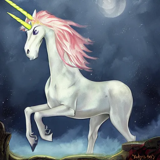 Image similar to an evil stabby unicorn, fantasy art