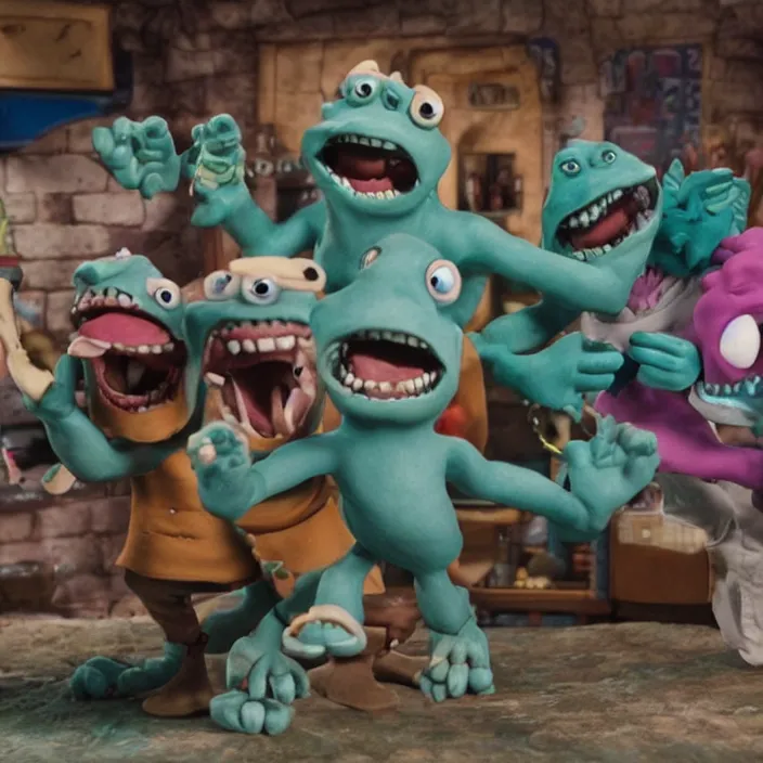 Image similar to street sharks in wallace & gromit claymation