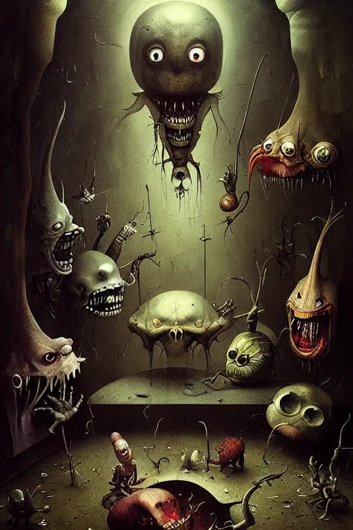 Prompt: hieronymus bosch, greg rutkowski, anna podedworna, painting of aaahh!!! real monsters