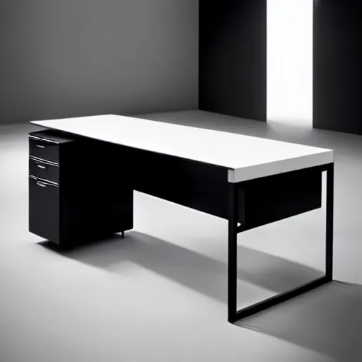 Prompt: a desk designed together by Hugo Boss and Karl Lagerfeld