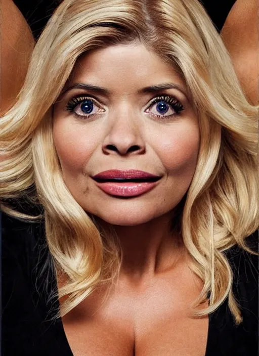 Image similar to holly Willoughby with the physique of a body builder, symmetrical facial features, hyper realistic, ultra detailed, cinematic, dynamic lighting, photorealistic, refined, intricate, digital art, digital painting, masterpiece, 8k