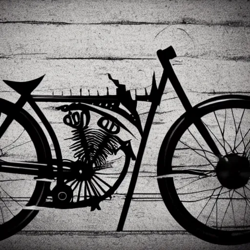 Image similar to bike made out of skull and bones, dark