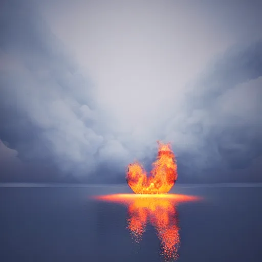 Prompt: smoke on the water and fire in the sky, octane render,