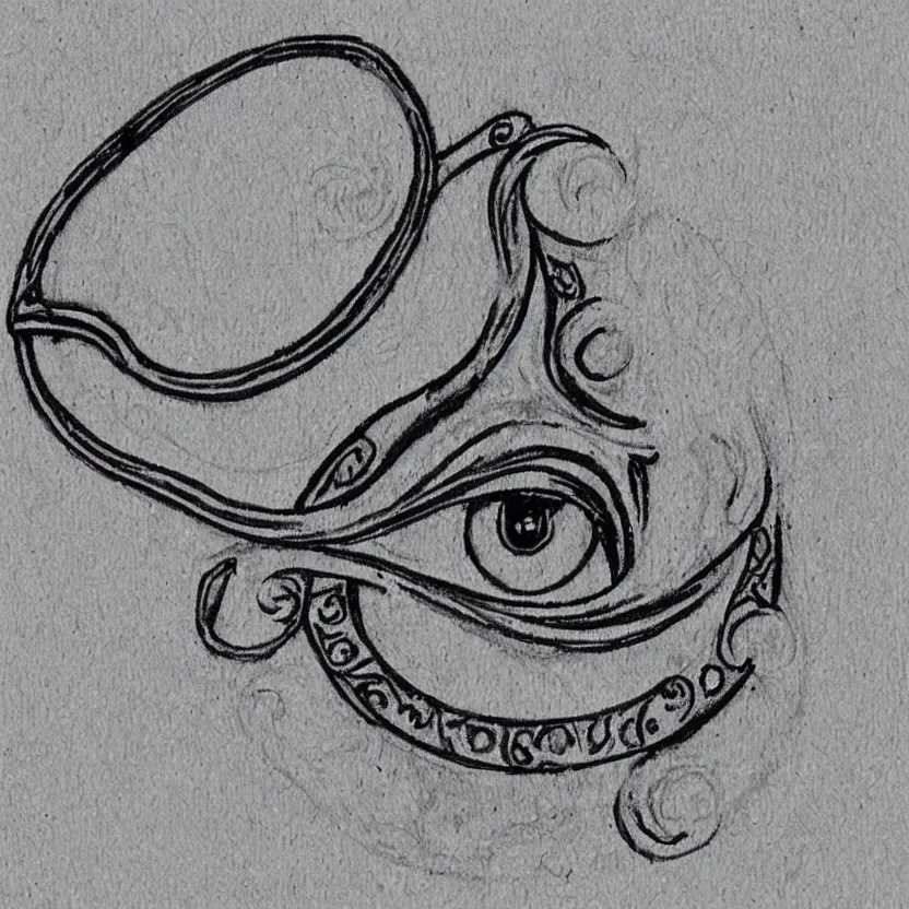 Image similar to art nouveau drawing of an evil eye charm