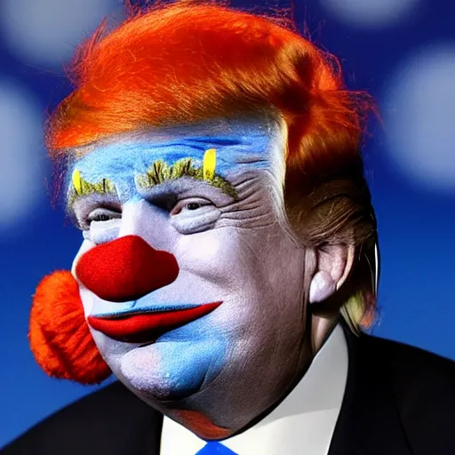 Image similar to donald trump in clown makup