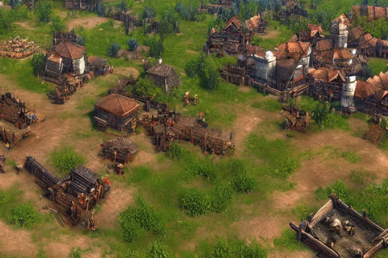 Image similar to the witcher 3 in the style of age of empires the rise of rome, highly - detailed, remastered, 8 k, realistic, unreal engine 5, light effect, magnificent