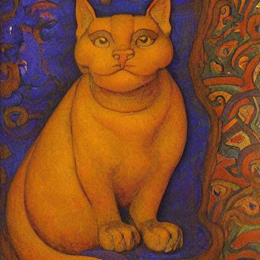 Image similar to masterpiece sculpture of a cloisonne cat head, by annie swynnerton and diego rivera and nicholas roerich and jean delville, symbolist, dramatic lighting, god rays, art brut, rich colors, smooth, sharp focus, extremely detailed, adolf wolfli and ( donato giancola and bilibin )