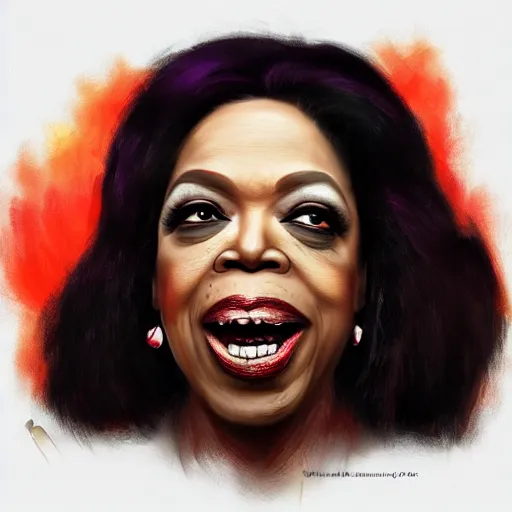 Image similar to a zombie Oprah Winfrey, by WLOP, horror, wounds, bloody, dark fantasy, trending on artstation