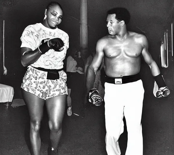 Image similar to muhammed ali and Serena Williams tripping on Peyote photograph by Dorothy Lange