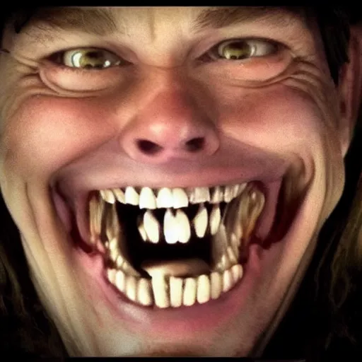 Image similar to grinning 😀 grin smile large smile big smile grin teeth open wide scary horror