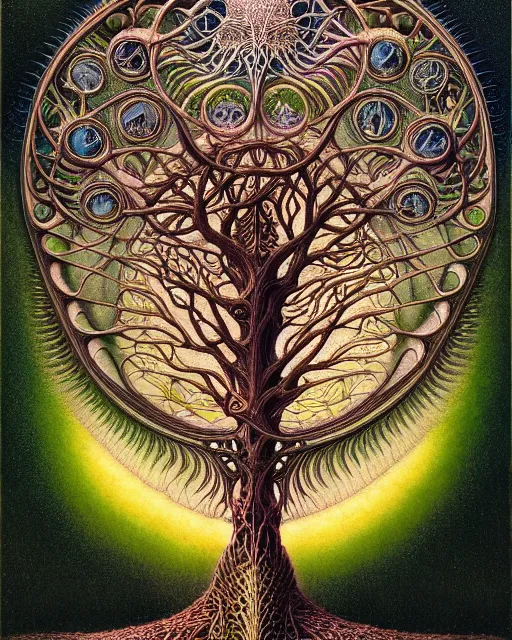 Image similar to tree of life by roger dean and andrew ferez, art forms of nature by ernst haeckel, divine chaos engine, symbolist, visionary, art nouveau, botanical fractal structures, organic, detailed, realistic, surreality