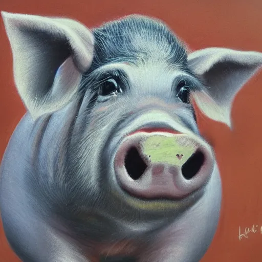 Image similar to detailed portrait painting of a pig wearing a suit