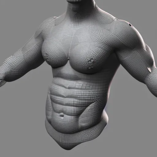 Image similar to normal map of a musculus body, abs, 3 d, texture map, technical texture, 3 d model, 3 d artist, rendered