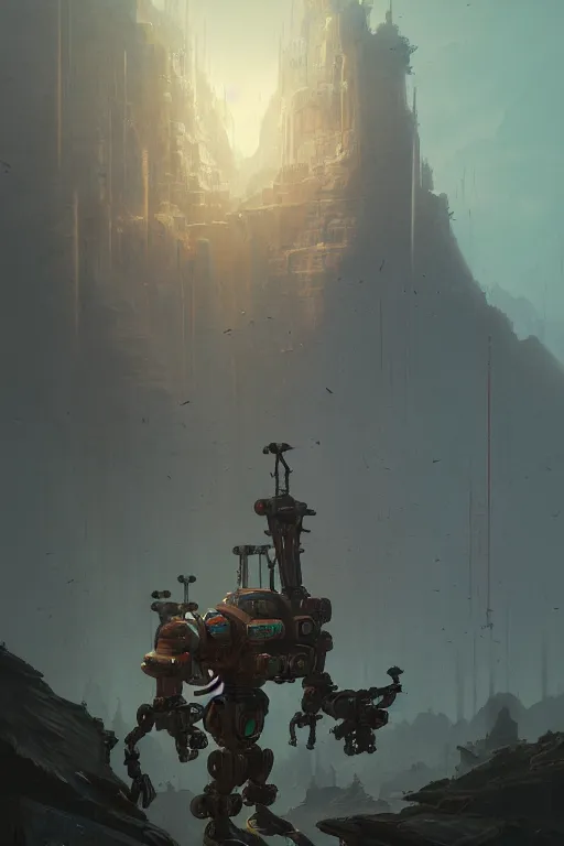 Image similar to mech prince, highly detailed, dscifi, fantasy, highly detailed, digital painting, trending on artstation, concept art, sharp focus, illustration, global illumination, shaded, art by greg rutkowski and simon stalenhag