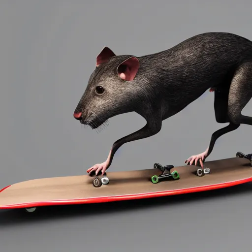 Image similar to [Half man half rat half dog on a skateboard, trending on artstation and unrealengine]