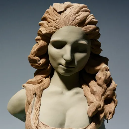 Image similar to clay sculpture of a phoenix with venus de milo head