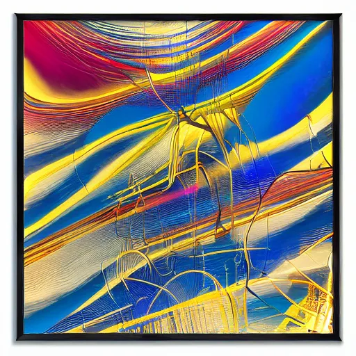 Image similar to framed collage of different abstract glitch art paintings of emergent structures with bold lines and pixels, 8k, trending on artstation,