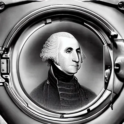 Image similar to George Washington as a washing machine