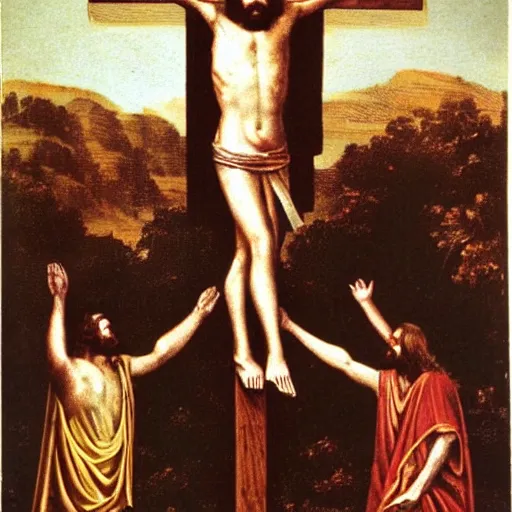 Image similar to a old vintage photo of the crucifixion of jesus