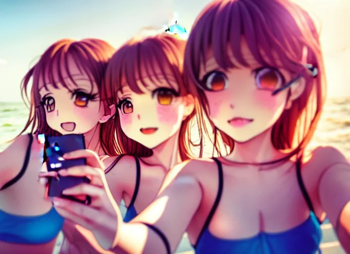 Premium Photo | Anime girl holding a camera taking a picture of herself  generative ai