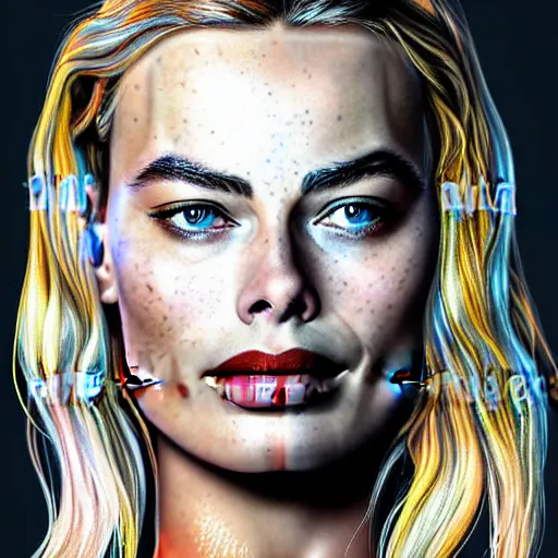 Image similar to beautiful warrior margot robbie, hd digital art, highly detailed