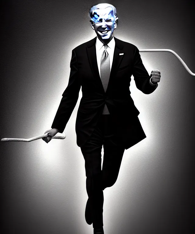 Image similar to hyperrealistic mixed media painting of Joe Biden as a swing dancer, dimly lit 1920s speakeasy, black tuxedo, stunning 3d render inspired art by P. Craig Russell and Barry Windsor-Smith + perfect facial symmetry + dim volumetric lighting, 8k octane beautifully detailed render, post-processing, extremely hyperdetailed, intricate, epic composition, grim yet sparkling atmosphere, cinematic lighting + masterpiece, trending on artstation, very very detailed, masterpiece, stunning