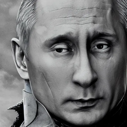 Image similar to Photo of Vladimir Putin as King of the Dragons from Game of Thrones, photorealism,