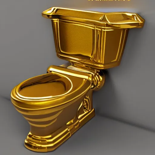 Image similar to golden toilet, detailed, realistic, award winning, trending in cgsociety artstation deviant art,