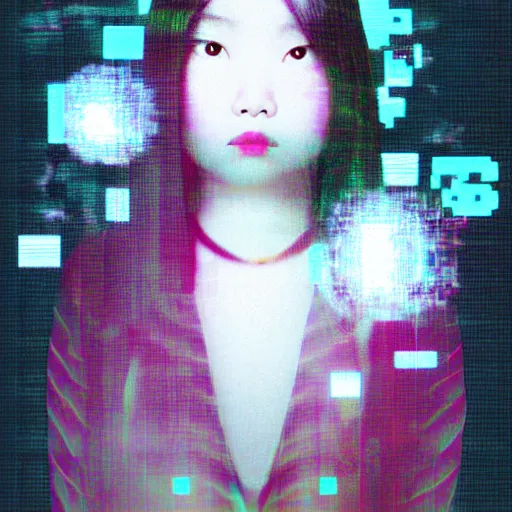 Prompt: asian girl glitch art, surrealist