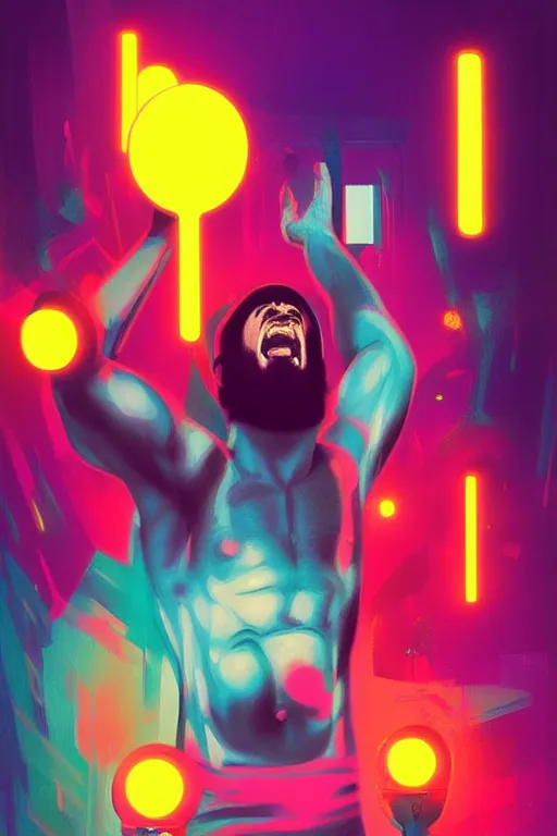 Image similar to people screaming mashaallah, pop art, no duplicate image, glowing lights, ultra details, digital painting, artstation, concept art, smooth, sharp focus, illustration, intecrate details, art by richard hamilton and mimmo rottela, pixels art by paul robertson