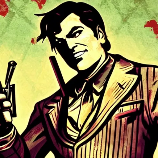 Image similar to quentin tarantino in the video game bioshock