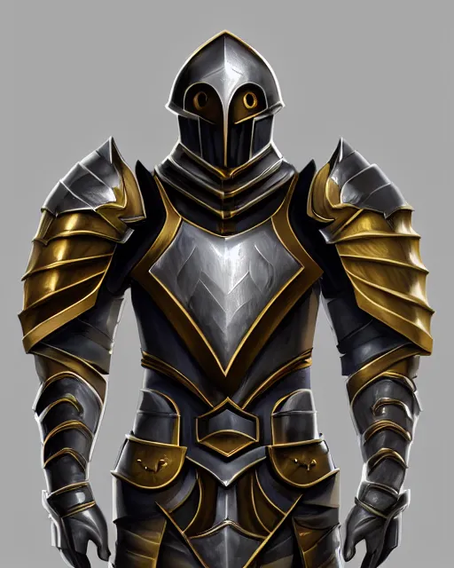 Image similar to noble armor, medieval fantasy concept art, trending on artstation, shiny silver with gold trim, flat shading, smooth lines, beveled edges, smooth contours, extremely clean, uncluttered, symmetrical, front view